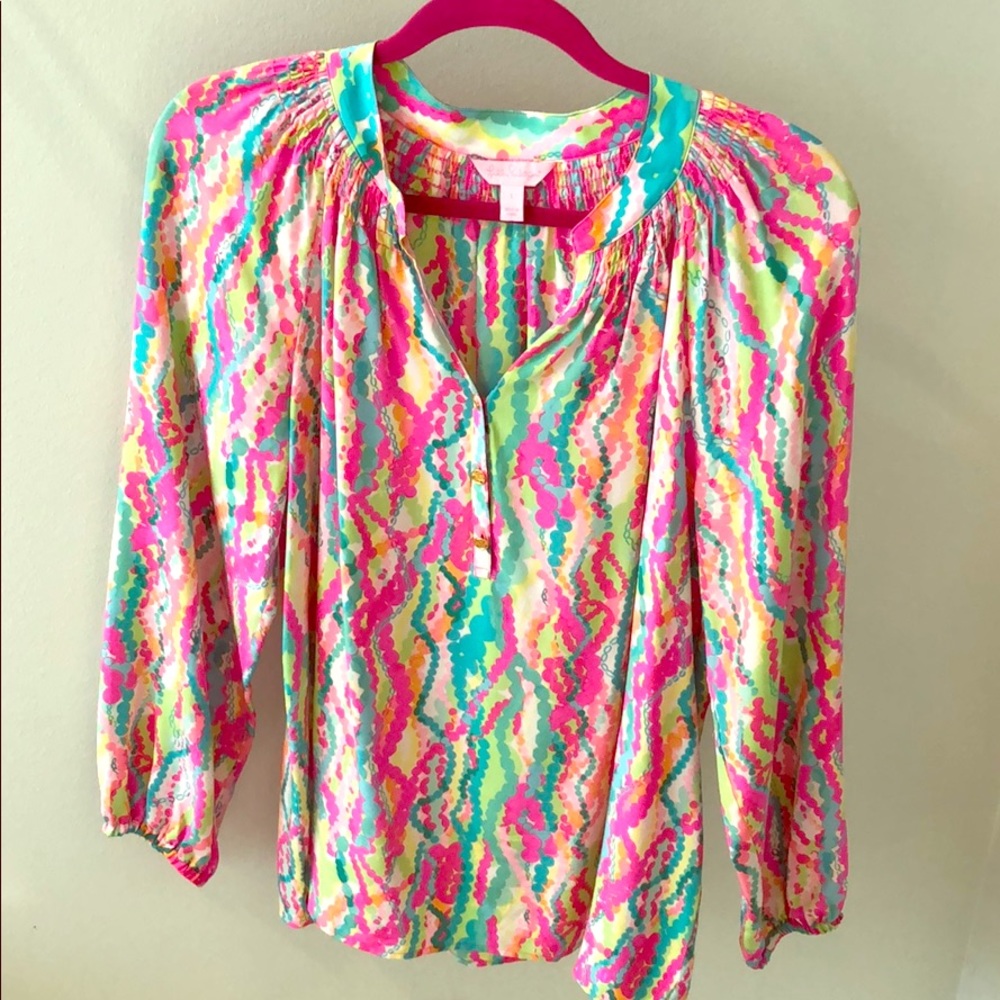Lilly Pulitzer L Elsa silk top